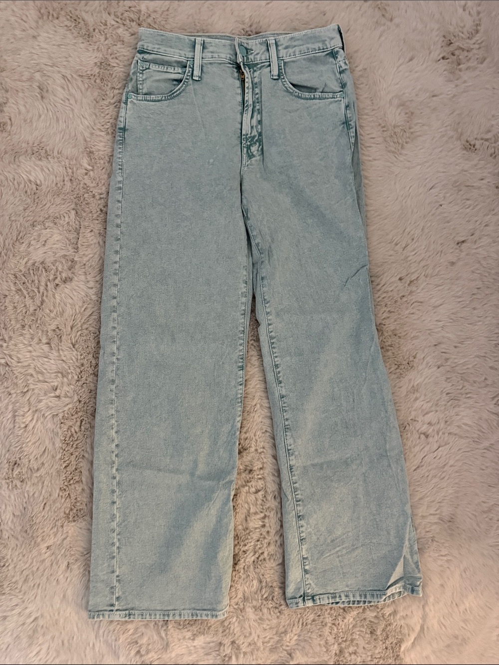 MOTHER Washed Light Blue Straight Leg Jeans